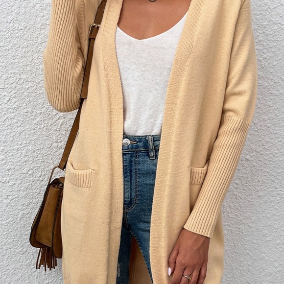 Ribbed Sleeve Longline Cardigan with Pockets - Picture 6 of 6